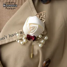 Kyunovia – broche florale de Corsage de bal de mariage, boutonnières de mariage, pour marié marié, FE89