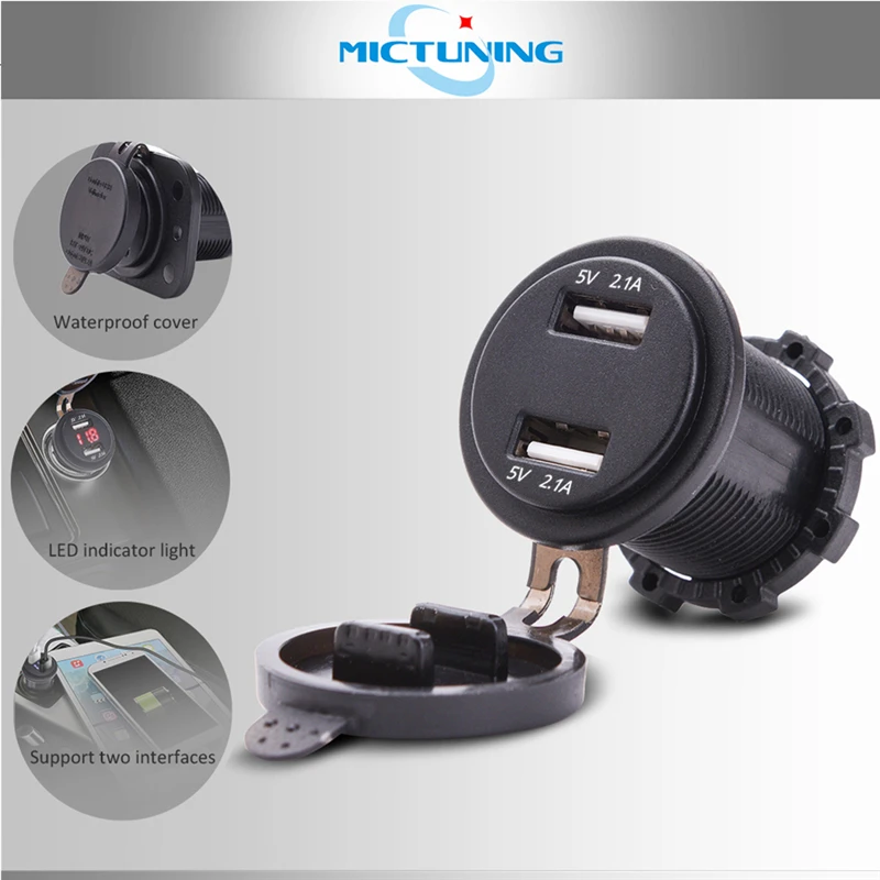 MICTUNING, автомобильный красный светодиодный вольтметр с цифровым дисплеем, 4.2A, двойной порт, USB зарядное устройство, розетка, универсальная розетка для автомобилей, мотоциклов