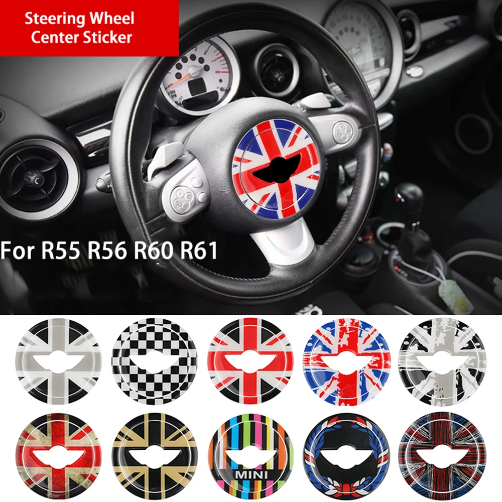 

Union Jack 3D Steering Wheel Center Sticker Decals for BMW MINI Cooper JCW R55 R56 R57 R58 R59 R60 R61 Countryman Car Styling