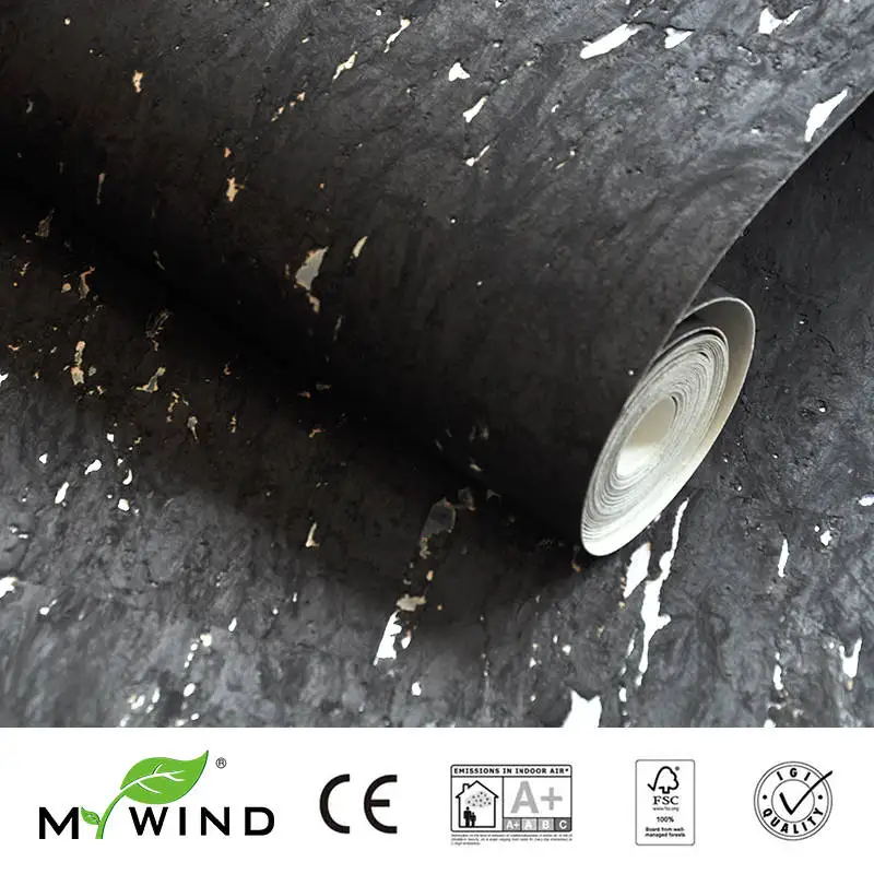 Обои MY WIND темно черные серебристые Роскошные 100% натуральный материал