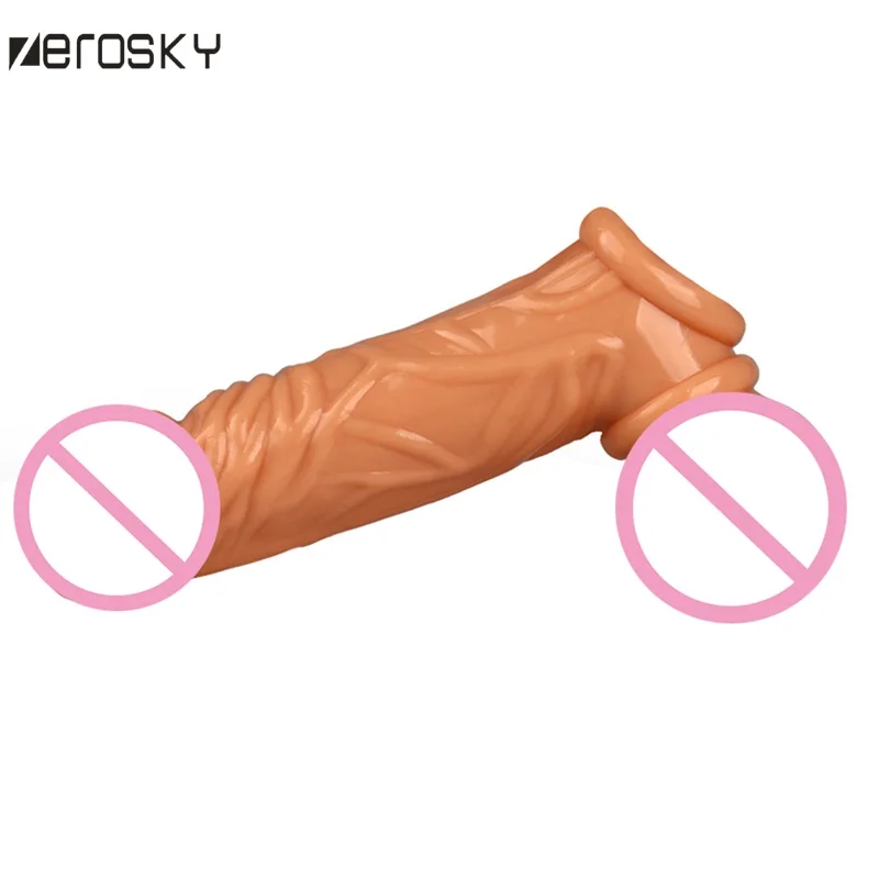 Zerosky Male Penis Extension Soft Cock Sleeve Enlarge Thickening Extender Condom For Men Sex Toys Reusable Condoms | Красота и