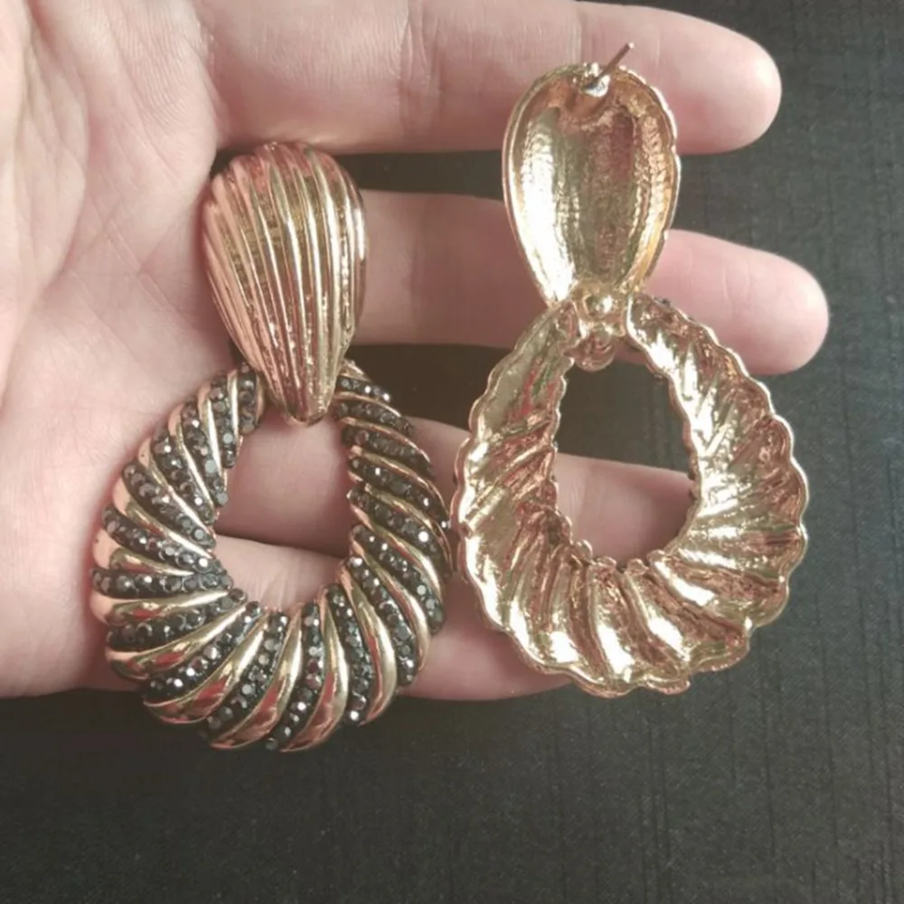 Золото медь черный горный хрусталь серьги для женщин серьги-висюльки Jewelry 2019