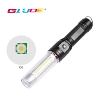 gijoe led flashlight cob work light aluminum alloy magnetic use 3aaa118650 battery usb rechargeable search light powerful