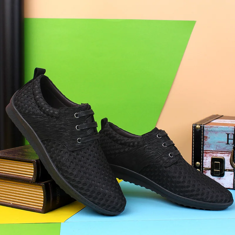 LuoDiRam Fashion Breathable Mesh Men Casual Shoes Light Weight Black | Обувь
