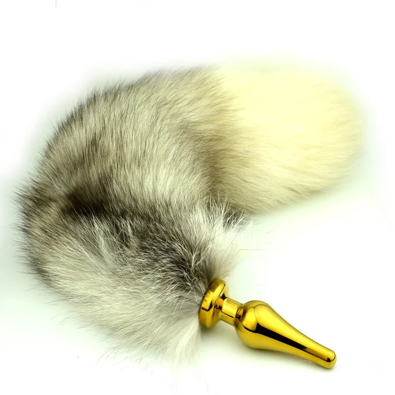 Exotic Accessories Real Fox Tail Anal Butt Plug Metal Anus Beads Stimulation Sex Products Adult Games Flirting Toys For Women |