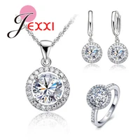 top quality exquisite 925 sterling silver women wedding necklace earring ring zircon crystal fancy jewelry sets