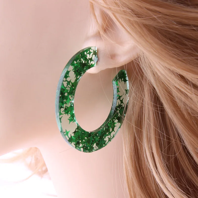 Серьги кольца флуоресцентные прозрачные ПВХ Ушные Кольца для женщин большая