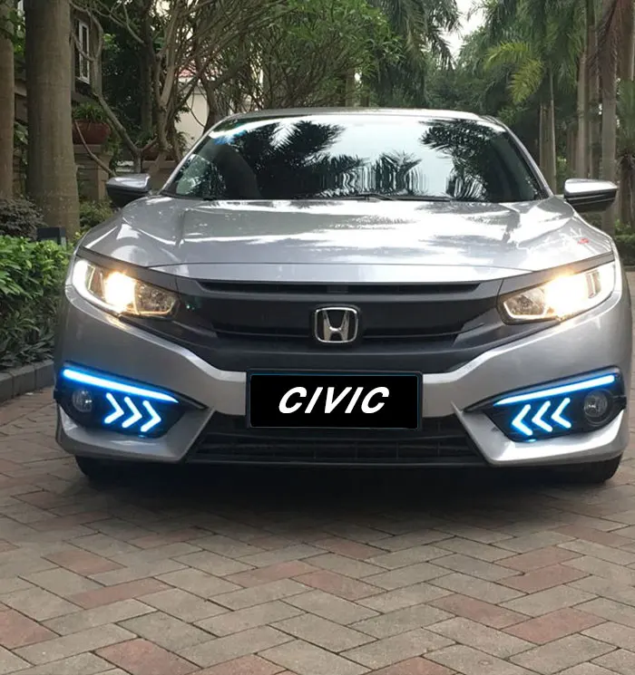 

Turning Signal style relay 12V Car LED DRL DayLights Brake Lights Accessories with Fog Lamp For Honda Civic 10th 2015 2016 2017