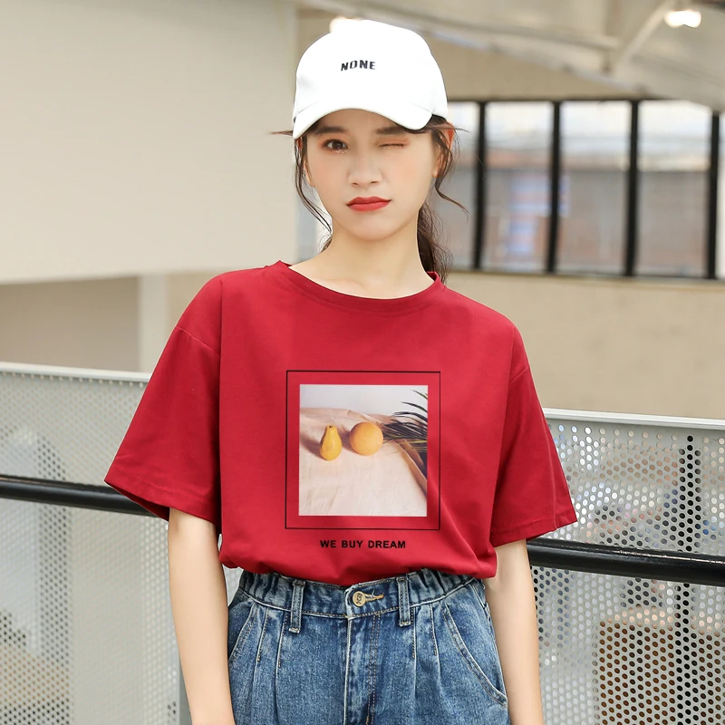 Женская футболка с короткими рукавами Harajuku летняя хлопковая Футболка забавным
