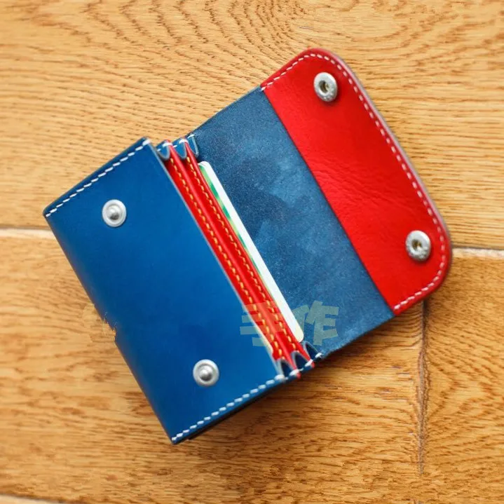 DIY кожаная сумка, сумка для визиток, прошитая вручную кожа, рисунок 4 мм от QQW-107, большая емкость, посылка для карт, версия