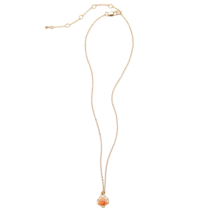 Cute Marine Jewelry Short Necklace Female Chic Enamel Shell Shape Pendant Orange Trendy Charming Gift | Украшения и аксессуары