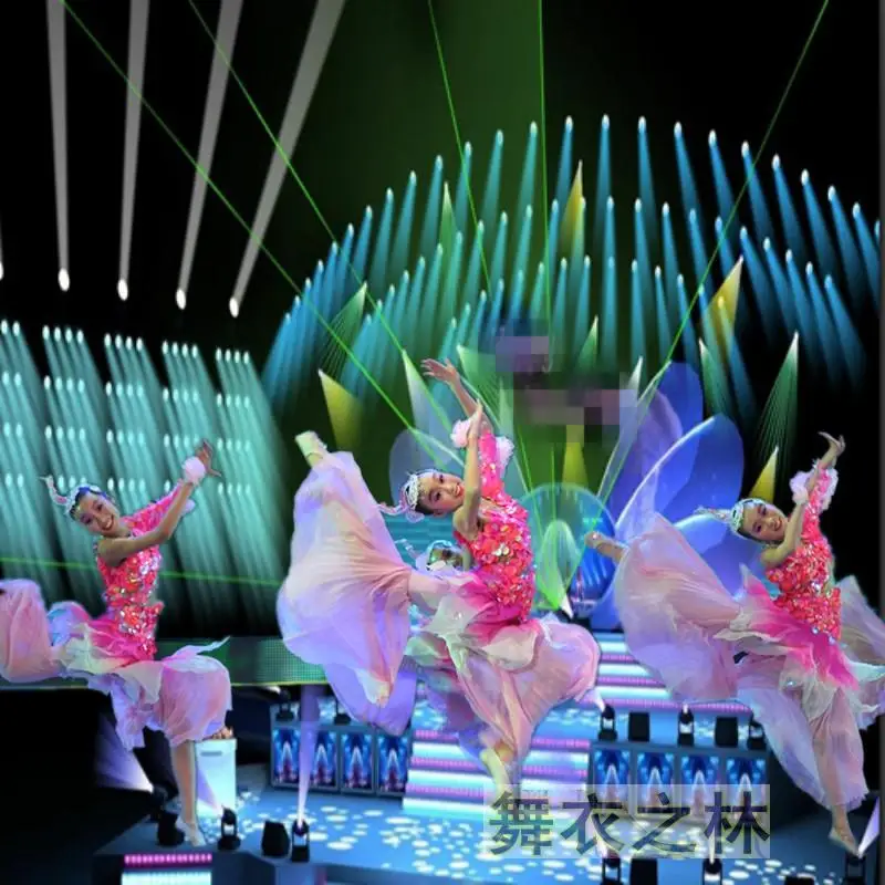 Китайские классические танцевальные костюмы с блестками для девочек в стиле