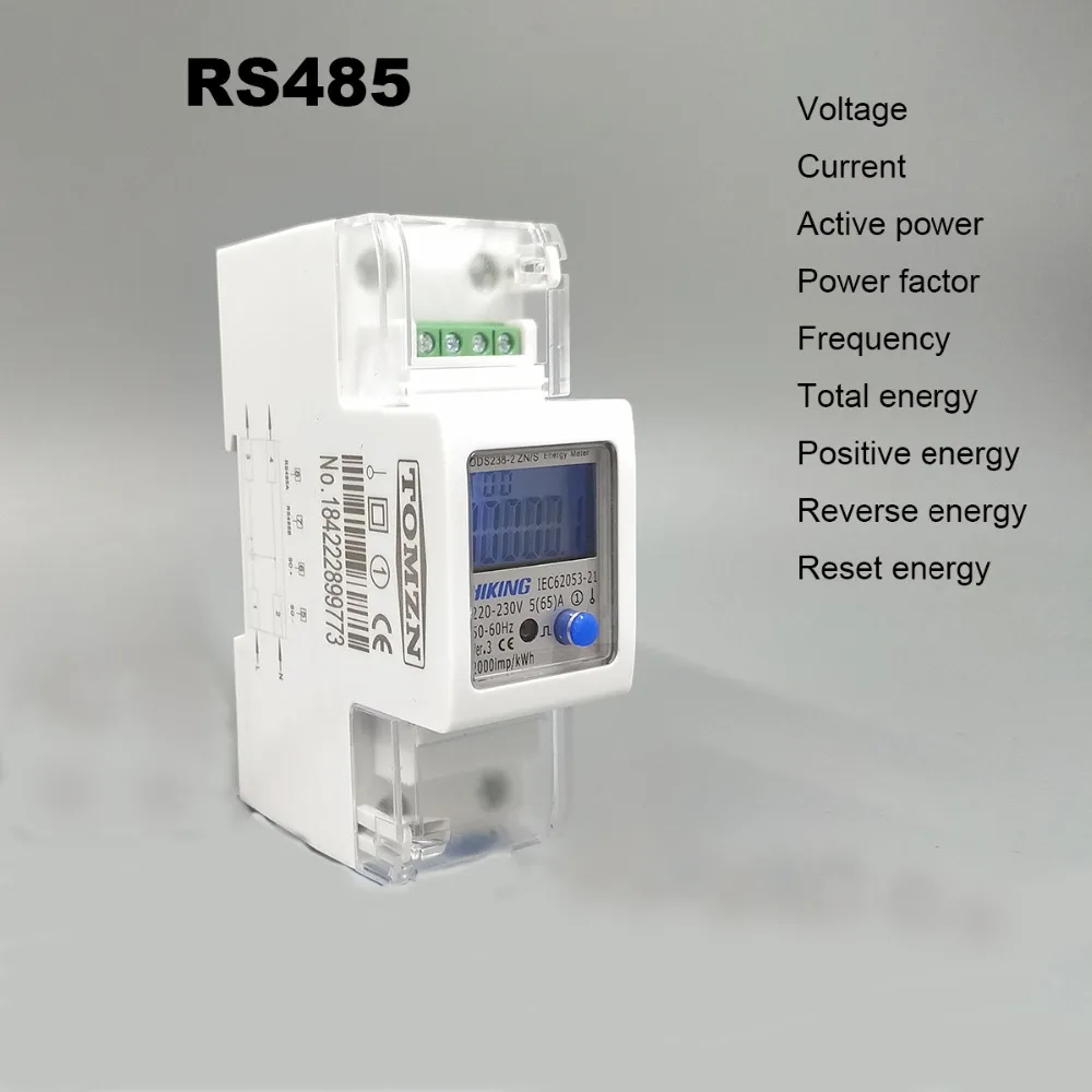 5(65) 220 в 230 В 50 Гц 60 Гц Напряжение тока DDS238-2 ZN/S однофазный din-рейку кВт-ч Ватт час счетчик энергии с RS485 MODBUS-RUT