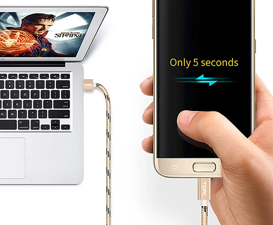 TOPK [3-Pack] 5 V/2,4 A(макс.) Micro USB кабель, нейлоновый плетеный металлический корпус позолоченный зарядный кабель для samsung/Xiaomi/huawei