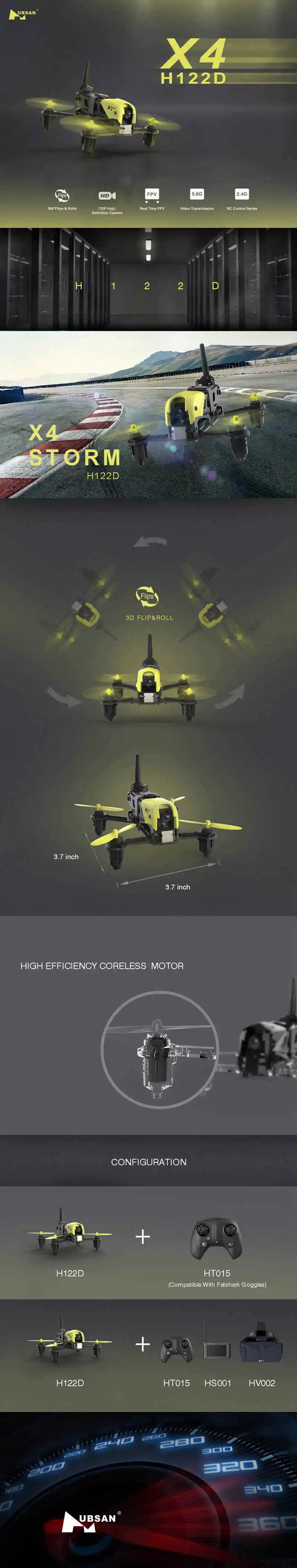 Hubsan H122D X4 5,8G FPV детское гоночное микроавто на пульте беспилотная камера д/у Квадрокоптер W/720 P Камера очки Совместимость Fatshark VS B6
