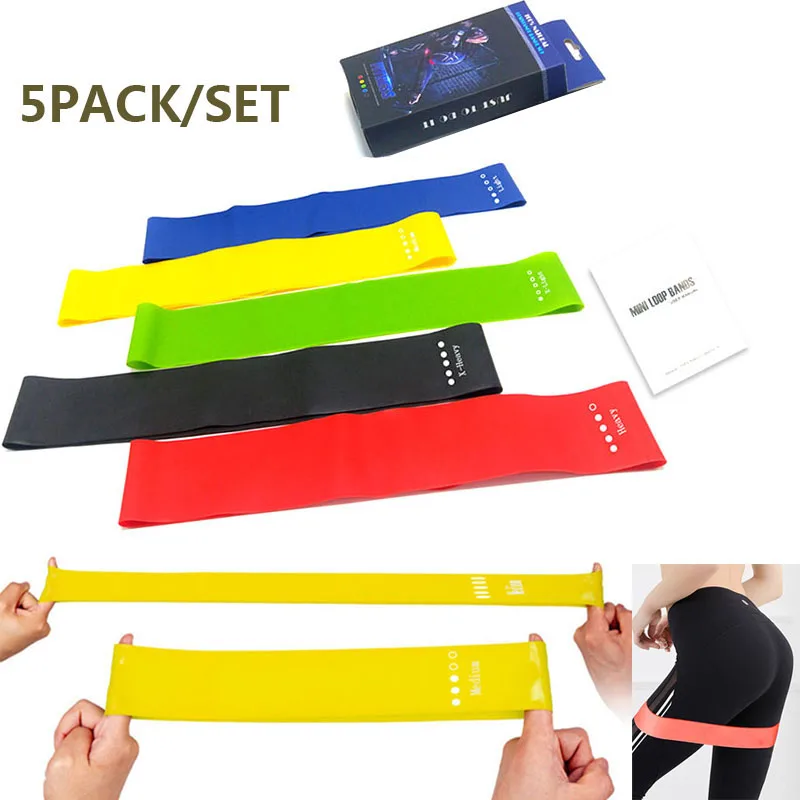5Pcs/Lot Sports Fitness Band Resistance Bands Elastic Loop Band Crossfit Strength Training Workout For Legs Pilates Expander