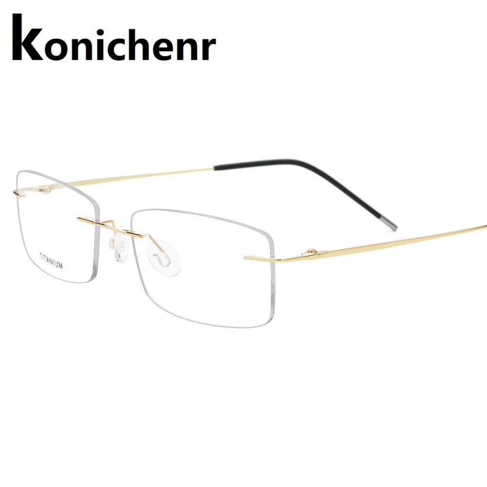 Konichenr титановый сплав титановые квадратные очки без оправы мужские ультралегкие