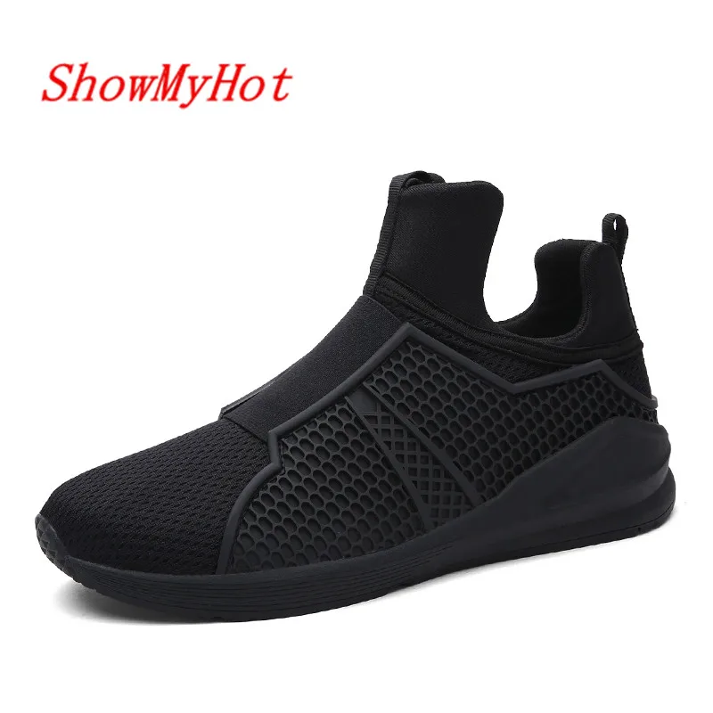 ShowMyHot/Брендовые мужские мокасины на плоской подошве; эспадрильи; слипоны; дышащие лоферы на платформе для студентов - Цвет: Черный