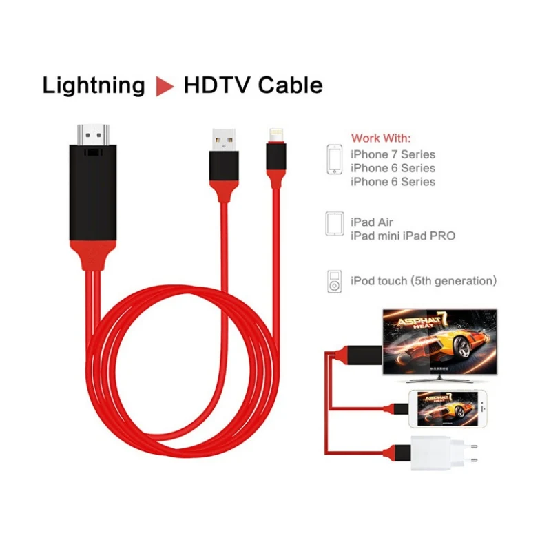 HD ТВ Цифровой AV адаптер Шнур для iPad 8Pin к HDMI кабель USB смарт конвертер Apple iPhone 8 X| |