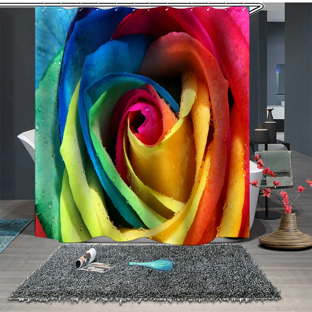

Custom Made Shower Curtain Bathroom Curtain Partition 1.5 x 1.8m 1.8 x 1.8m 1.8 x 2m Floral Red Yellow Green Blue