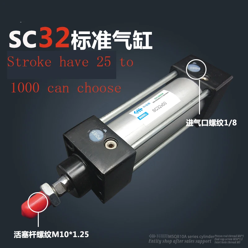 

Free shipping SC32*(25-100) 40mm Bore Stroke have 25 to1000 can choose SC Series Single Rod Standard Pneumatic Air CylinderSC32
