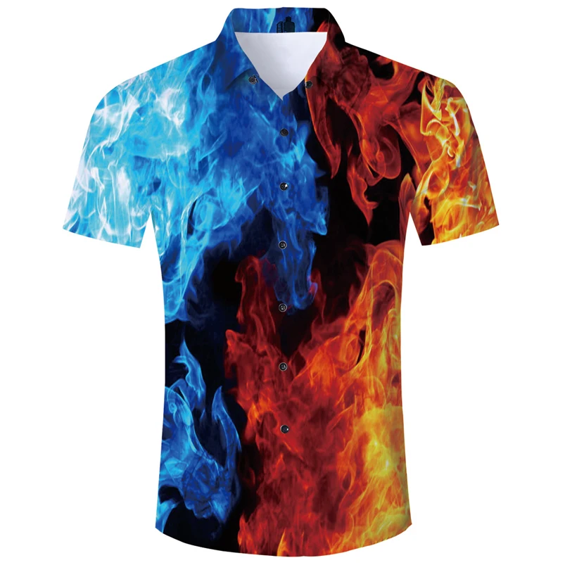 Рубашки с коротким рукавом 3d пуговицы животными повседневные рубашки унисекс