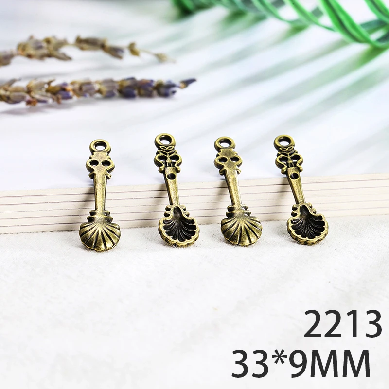 

33*9mm 10pcs Shell Spoon Alloy Pendant For Diy Jewelry Making 2 Colors Antique Silver Antique Bronze No.2213