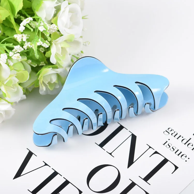 10cm blue hair claw Новинка 3 дюймов большой зажим для волос для женщин Акриловые зажимы для волос шпильки заколка розовый Краб для волос - Цвет: 10cm blue hair claw