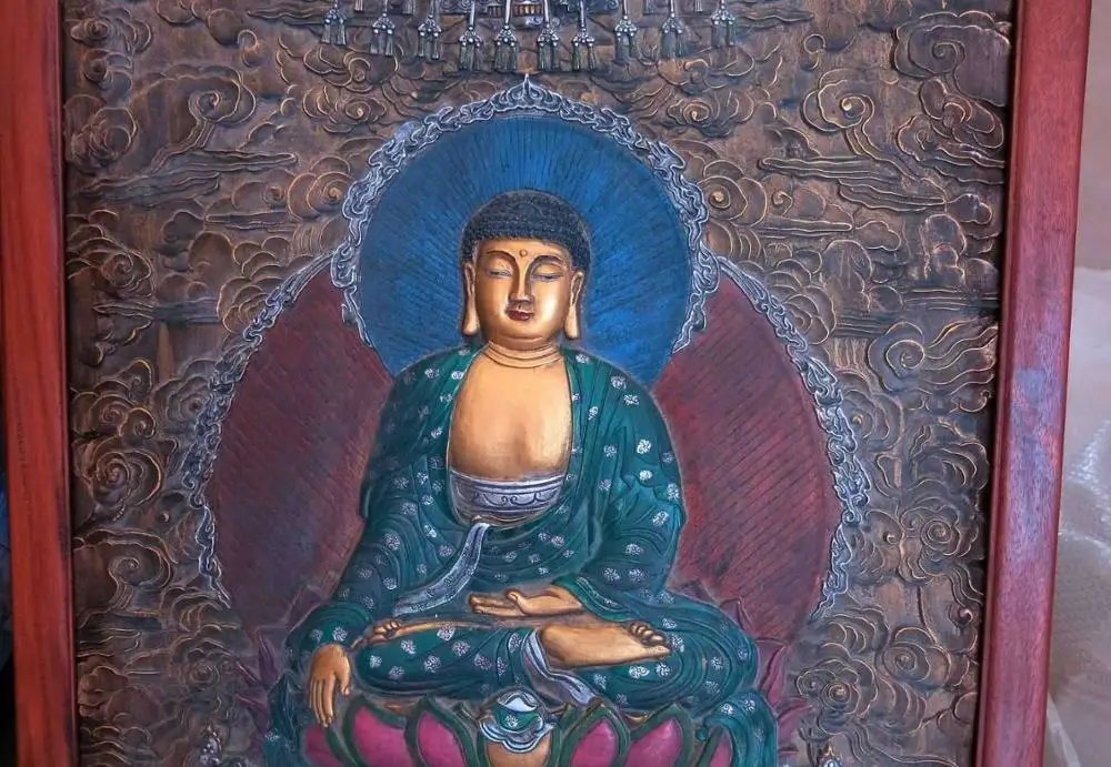 44 &quotКитайский тибетский деревянный Медный позолоченный серебряный тонкий Будда