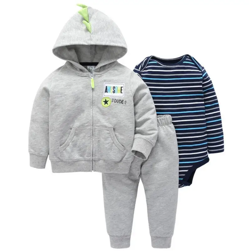 bebes/комплект одежды для маленьких мальчиков и девочек, хлопковый кардиган с капюшоном+ брюки+ боди, комплект из 3 предметов, Одежда для новорожденных
