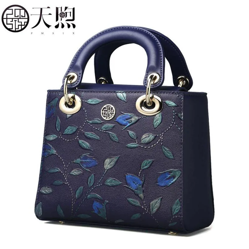 Pmsix 2020 New women Genuine Leather bag famous brand handbags Luxury Embossed small fashion leather | Багаж и сумки