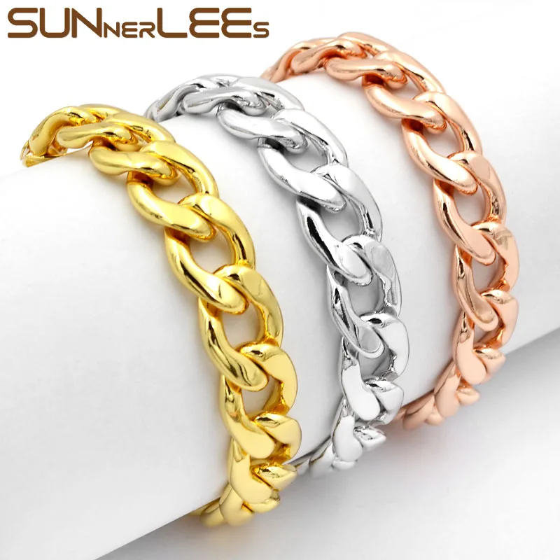 SUNNERLEES модные ювелирные изделия цвет белый розовое золото браслет 12 мм гладкий