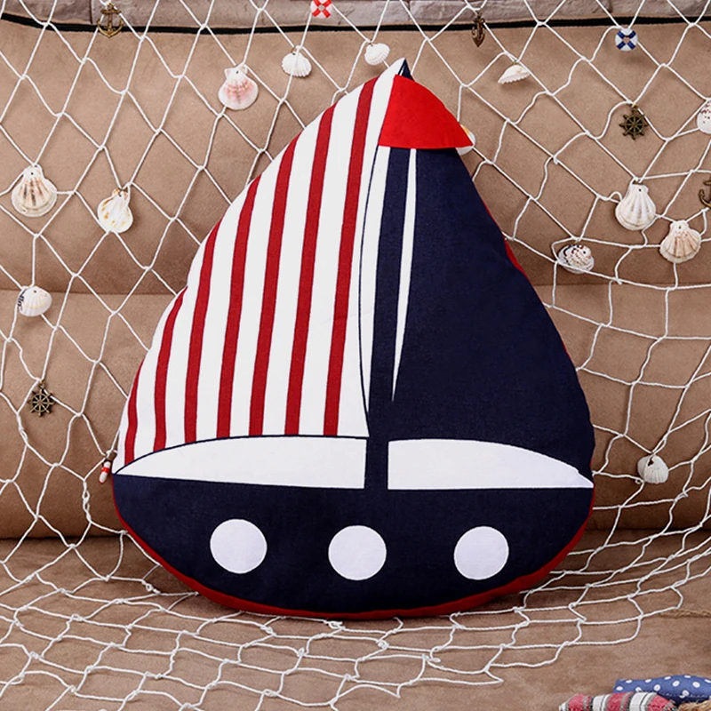 Kalameng Творческий валики полосатые рыбы и парусная лодка декоративные подушки