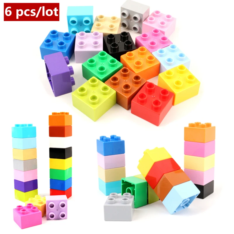 Diy 6 шт./лот 2X2dots толстые кирпичи крупные частицы строительные блоки аксессуары