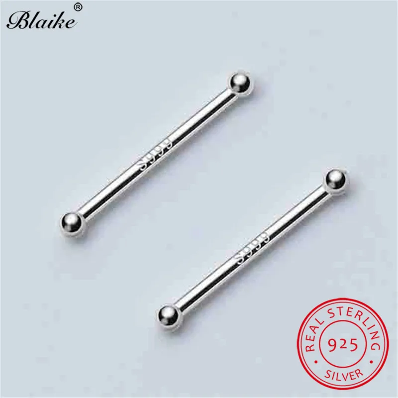 Женские и мужские серебряные серьги Blaike s999 маленькие тонкие гвоздики с невидимой