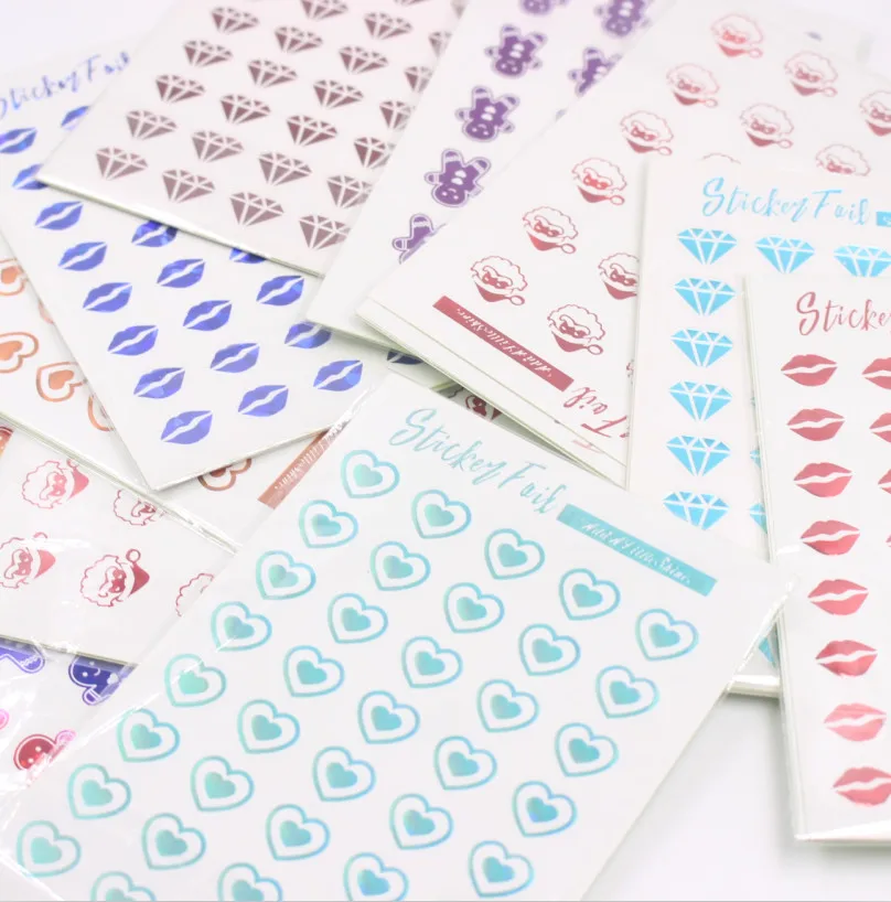 6 Sheets/pack Creative Kids DIY Bronzing Stamping Diamond Lips Stickers Scrapbook Sticky Notes Decoration Children Classic Toys |