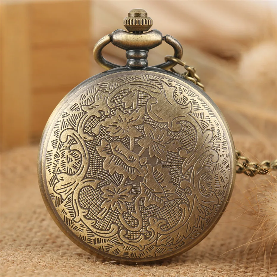 Кварцевые карманные часы из античной бронзы Большие зеркальные