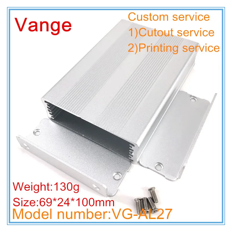 1 шт./лот серебристый Пескоструйный алюминиевый корпус 6063-T5 diy 69*24*100 мм для