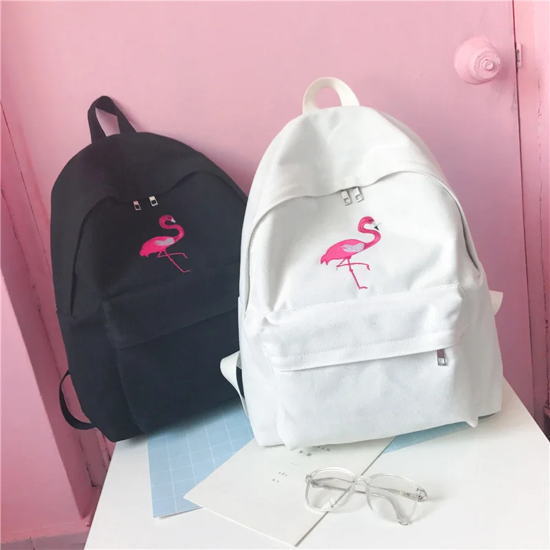 Модный женский рюкзак Harajuku с вышитым фламинго дорожный для школьников и