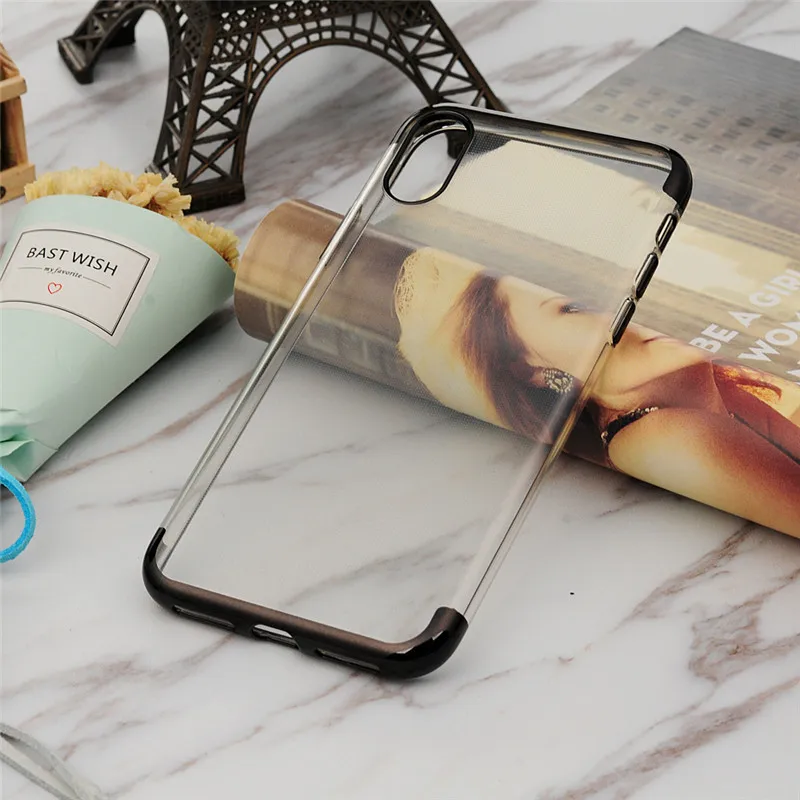 Мягкие чехлы из ТПУ для iPhone X Case сверхтонкая жесткая накладка на заднюю панель с