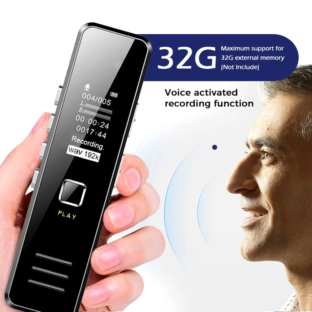 Mini Digital Voice Recorder Audio Pen Dictaphone Small Sound Meeting Class With Mic WAV MP3 Player Support 32GB TF Card | Электроника