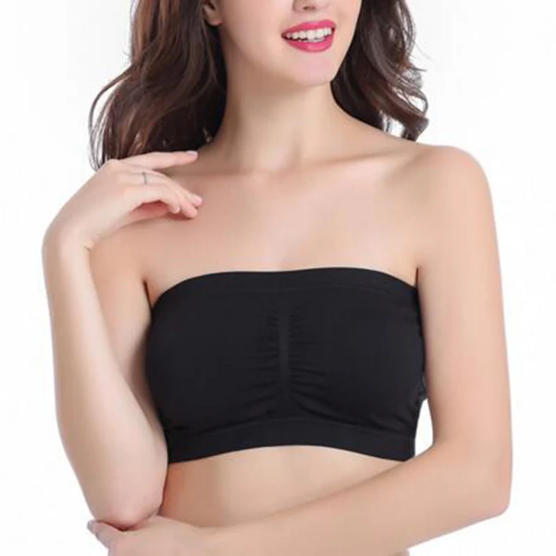 Hot Sexy  Ladies Soft Strapless Boob Padded Full Cup Bandeau Bra Underwear 3 Colors One Size Women Accessory