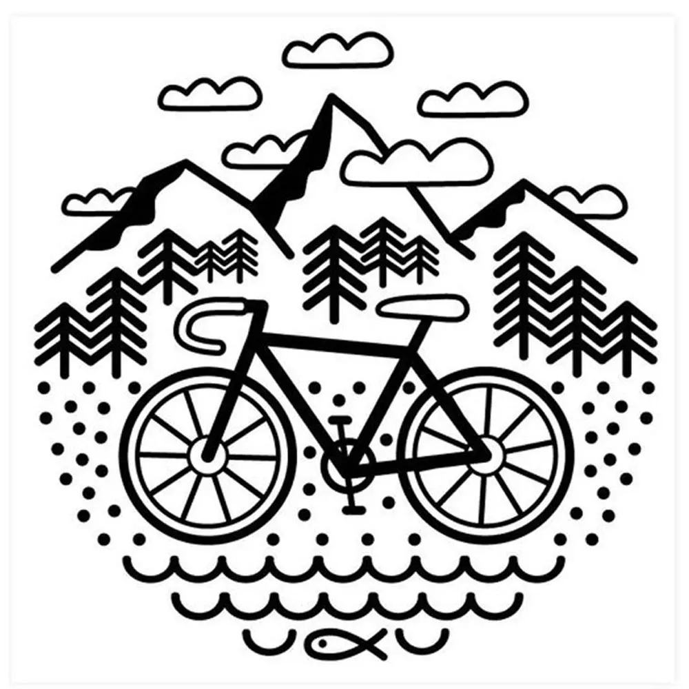 

Nordic Mori pine bicycle cartoon wall stickers children's room kindergarten stickers