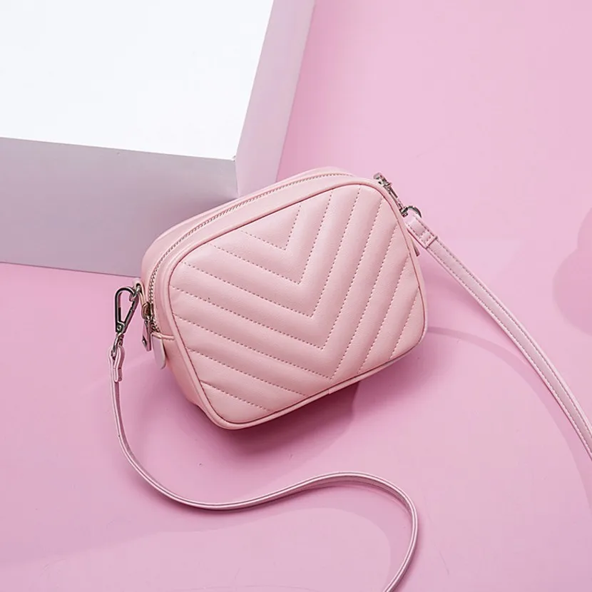 KUJING Women's Handbags Quality PU Women's Fashion Small Square Bag Luxury Striped Women Shoulder Messenger Bag Hot Women's Bag