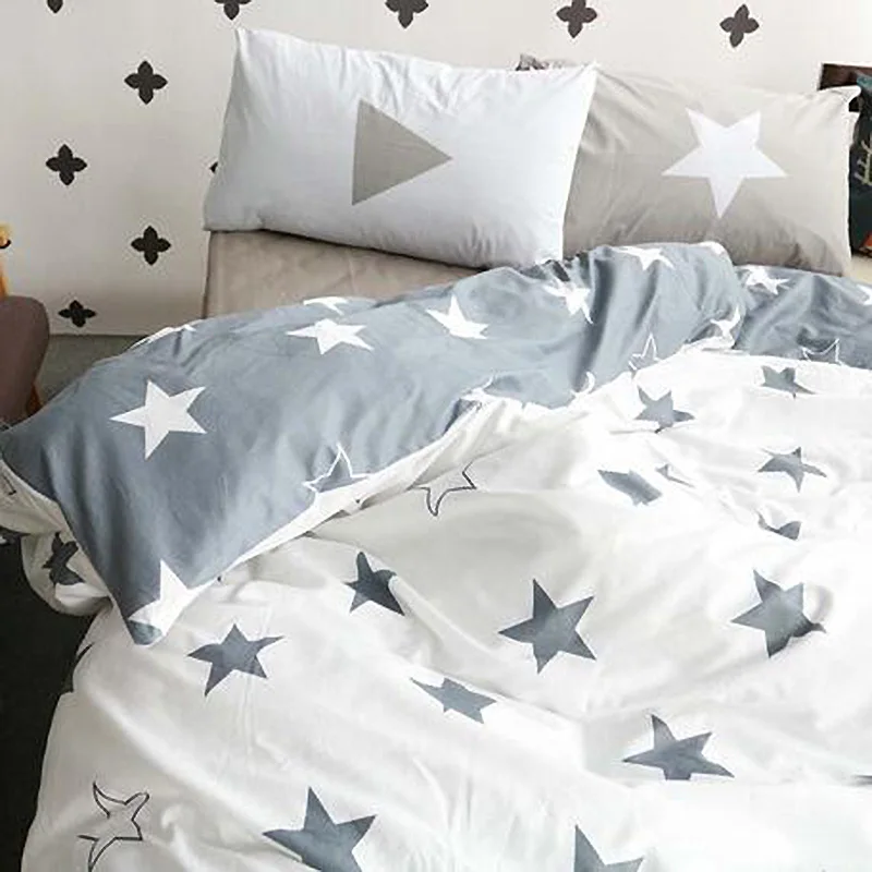 100% хлопок простой Постельное белье звезды 4 шт. домой Four Seasons Duvet Стёганое одеяло