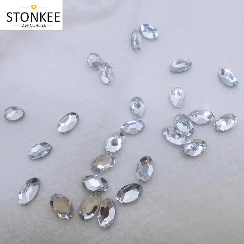 

Hot fix stone NEW OVAL Shaped Rhinestone CRYSTAL&AB COLOR