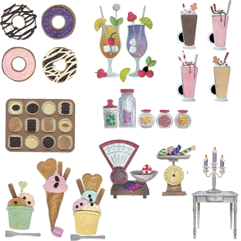 

2019 Kitchen Spices Cup Food Metal Cutting Dies Stencils for DIY Scrapbooking Embossing Decoration Paper Card Craft Die New 2019