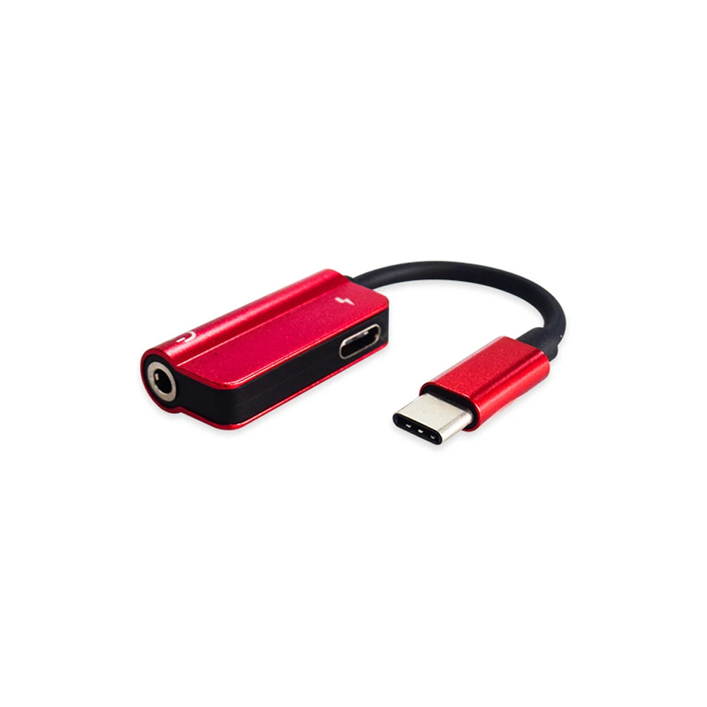 Earphone Round Hole Cool Adapter Alloy Interface Type-C To 3.5mm Jack 2 IN 1 Converter USB C Cable Plating Aux Rust-free |