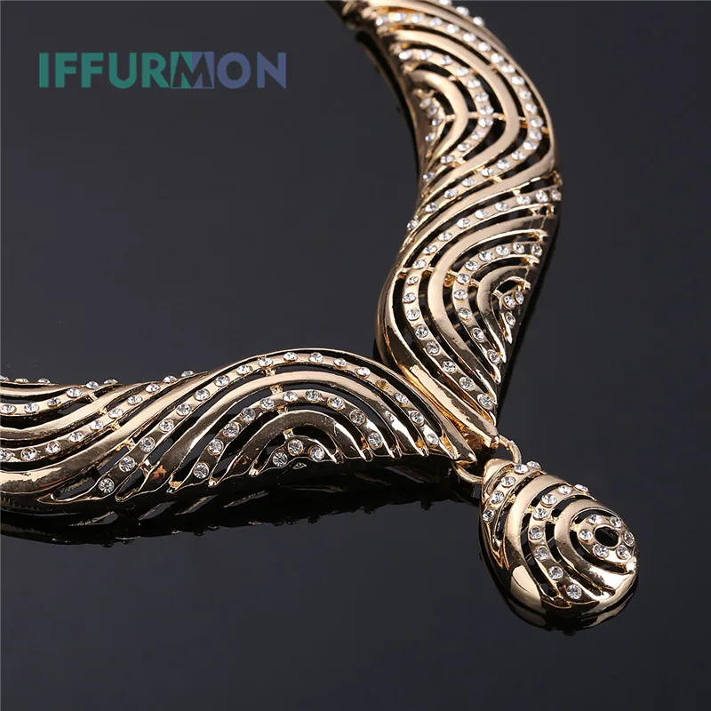 IFFURMON Luxury Wedding African Beads Jewelry Sets for Women FashionNigerian Costume Gold Color Jewellery Set Accessories | Украшения и