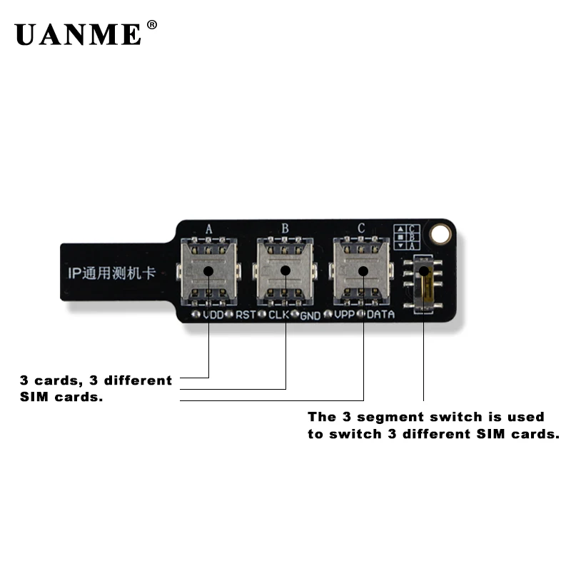 

UANME 3 in 1 SIM Card Signal Testing Diagnosis IP Universal Test Card For All Series Apple iPhone/iPad Card Version